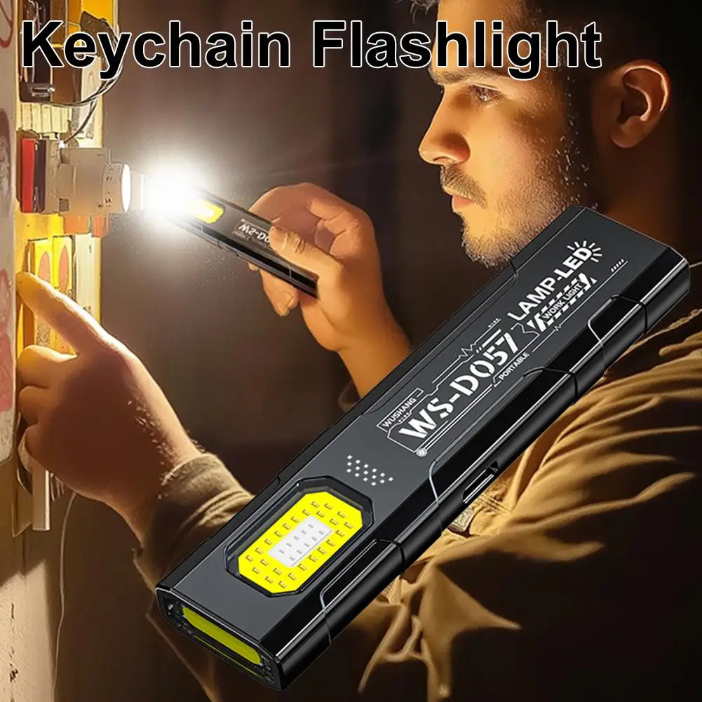 2026new LED Keychain Flashlight USB-C Rechargeable 800Lm Portable Mini Torch Light Pocket Lantern Flood Work Light With Magnet