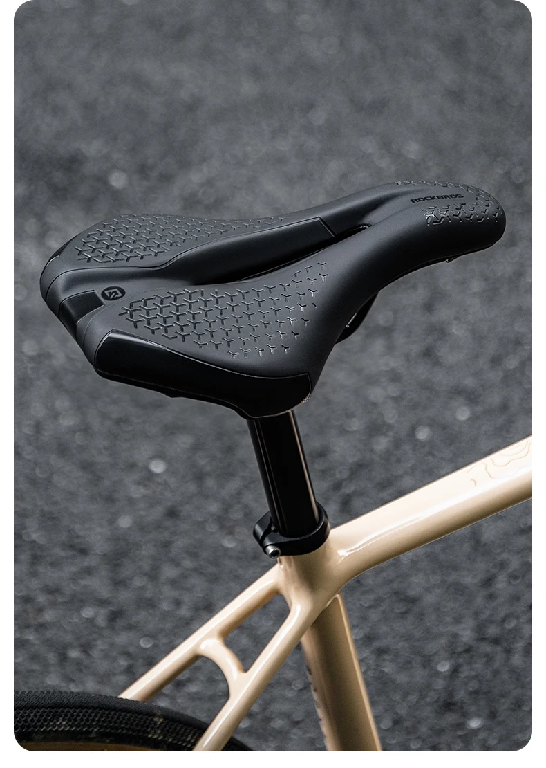ROCKBROS Breathable Hollow Bike Saddle for MTB Road Shockproof Lightweight Cycling Seat Premium PU Leather with Non-Slip Surface