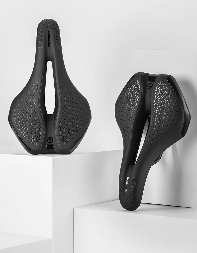 ROCKBROS Breathable Hollow Bike Saddle for MTB Road Shockproof Lightweight Cycling Seat Premium PU Leather with Non-Slip Surface