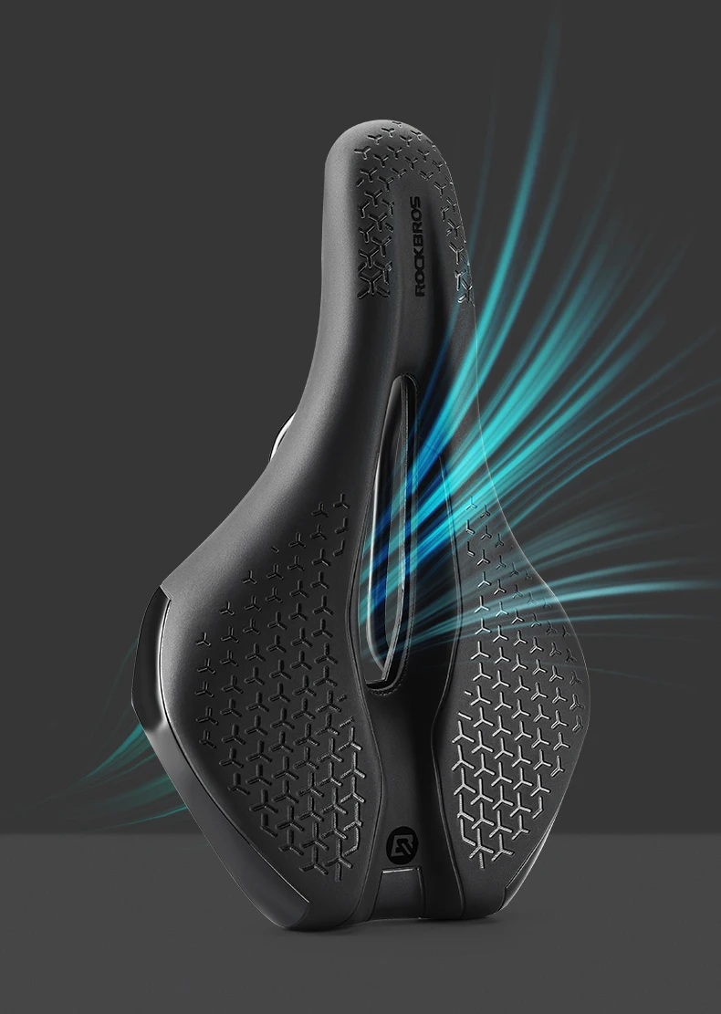 ROCKBROS Breathable Hollow Bike Saddle for MTB Road Shockproof Lightweight Cycling Seat Premium PU Leather with Non-Slip Surface