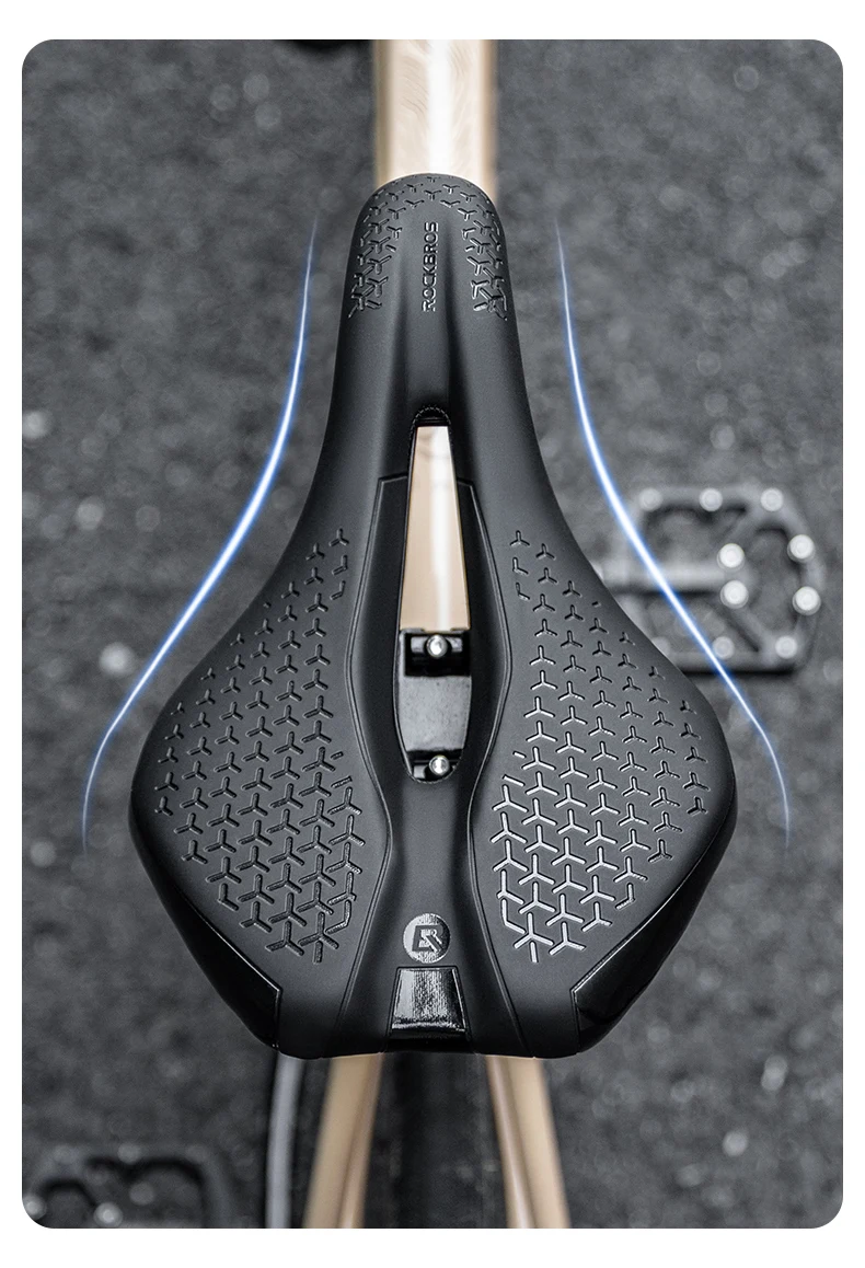 ROCKBROS Breathable Hollow Bike Saddle for MTB Road Shockproof Lightweight Cycling Seat Premium PU Leather with Non-Slip Surface