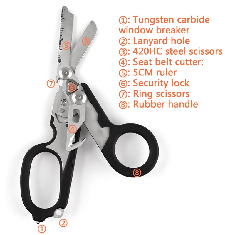 Tactical Trauma Shears Emergency Rescue Shear First Aid Kit Raptor Scissors Foldable Plier Outdoor Survival EDC Tool Gear