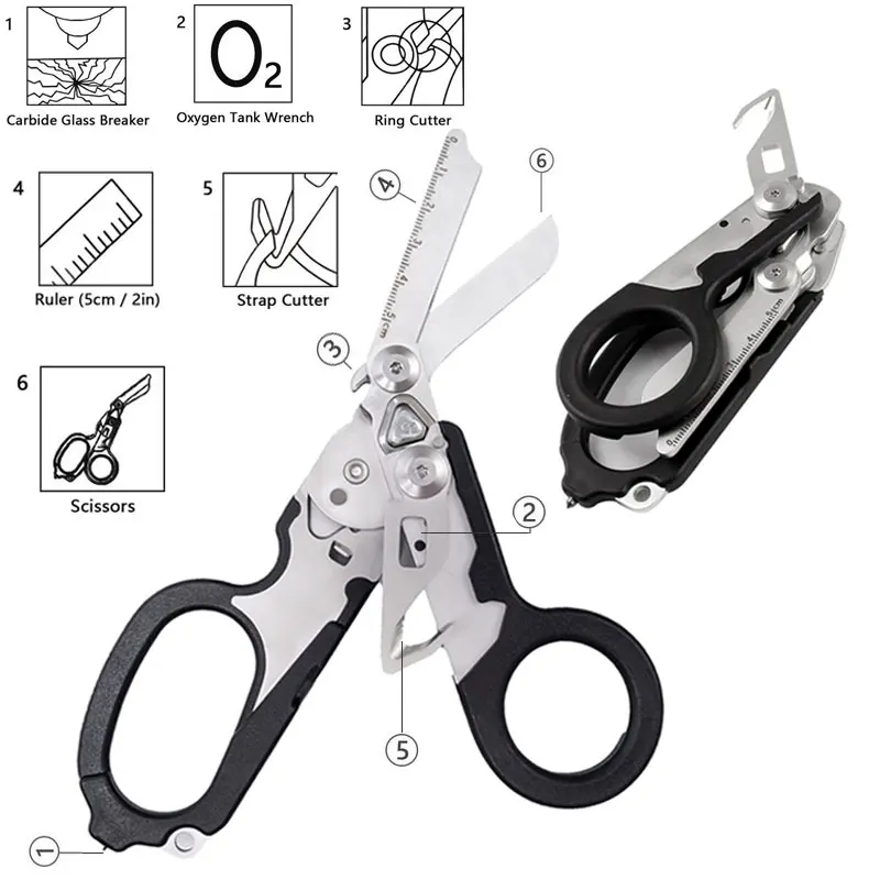 Tactical Trauma Shears Emergency Rescue Shear First Aid Kit Raptor Scissors Foldable Plier Outdoor Survival EDC Tool Gear