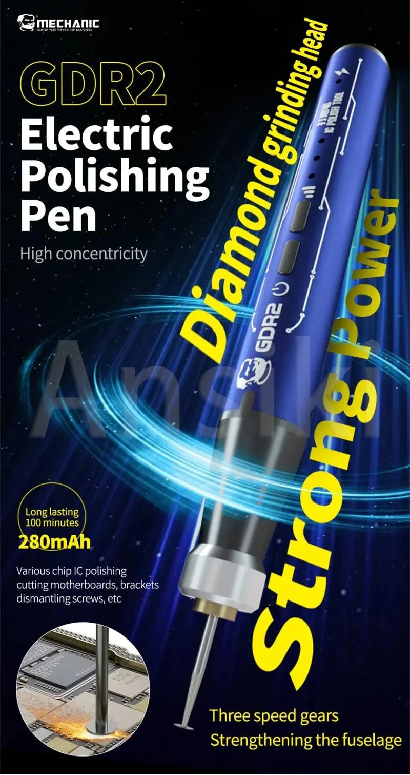 GDR2 Portable Electric Polishing Pen 9pcs Diamond Grinding Heads for IC Chip Grinding PCB Cutting Phone Repair Tools