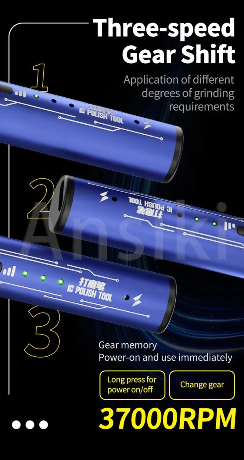 GDR2 Portable Electric Polishing Pen 9pcs Diamond Grinding Heads for IC Chip Grinding PCB Cutting Phone Repair Tools