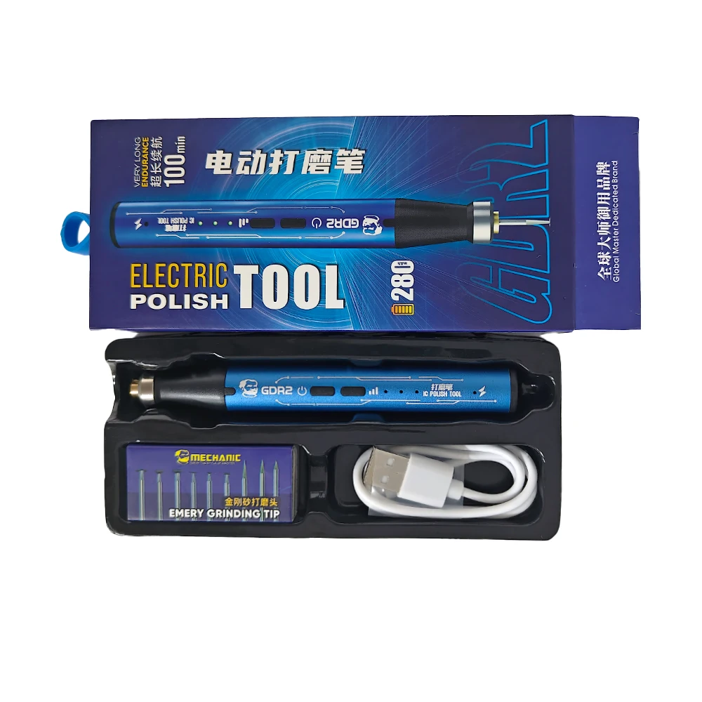 GDR2 Portable Electric Polishing Pen 9pcs Diamond Grinding Heads for IC Chip Grinding PCB Cutting Phone Repair Tools