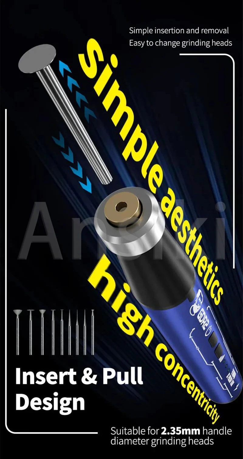 GDR2 Portable Electric Polishing Pen 9pcs Diamond Grinding Heads for IC Chip Grinding PCB Cutting Phone Repair Tools