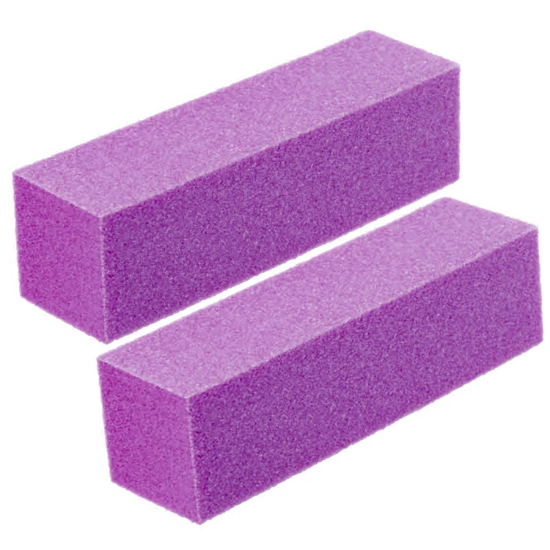 2pcs Nail Art Sanding Buffer Block Set Yellow & Pink Manicure Pedicure Accessories for Smooth Finish on Nails