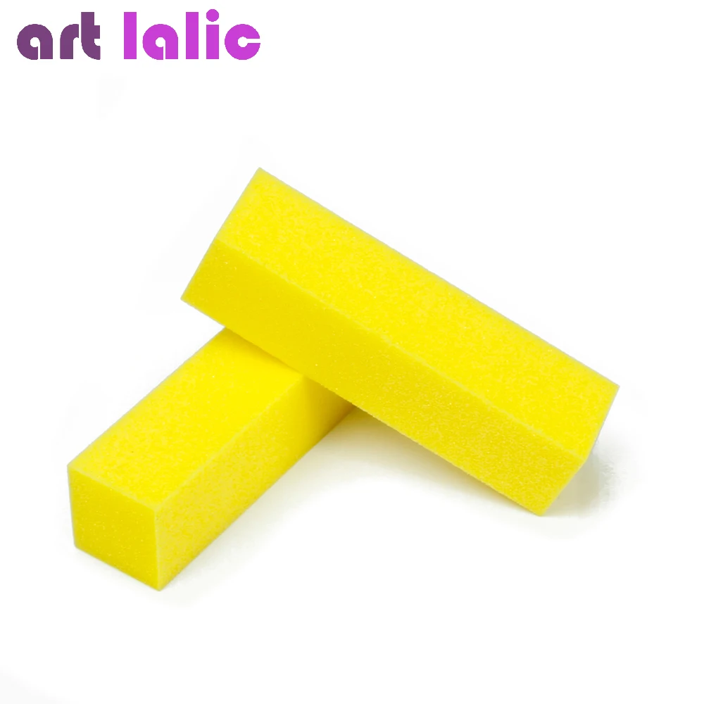 2pcs Nail Art Sanding Buffer Block Set Yellow & Pink Manicure Pedicure Accessories for Smooth Finish on Nails