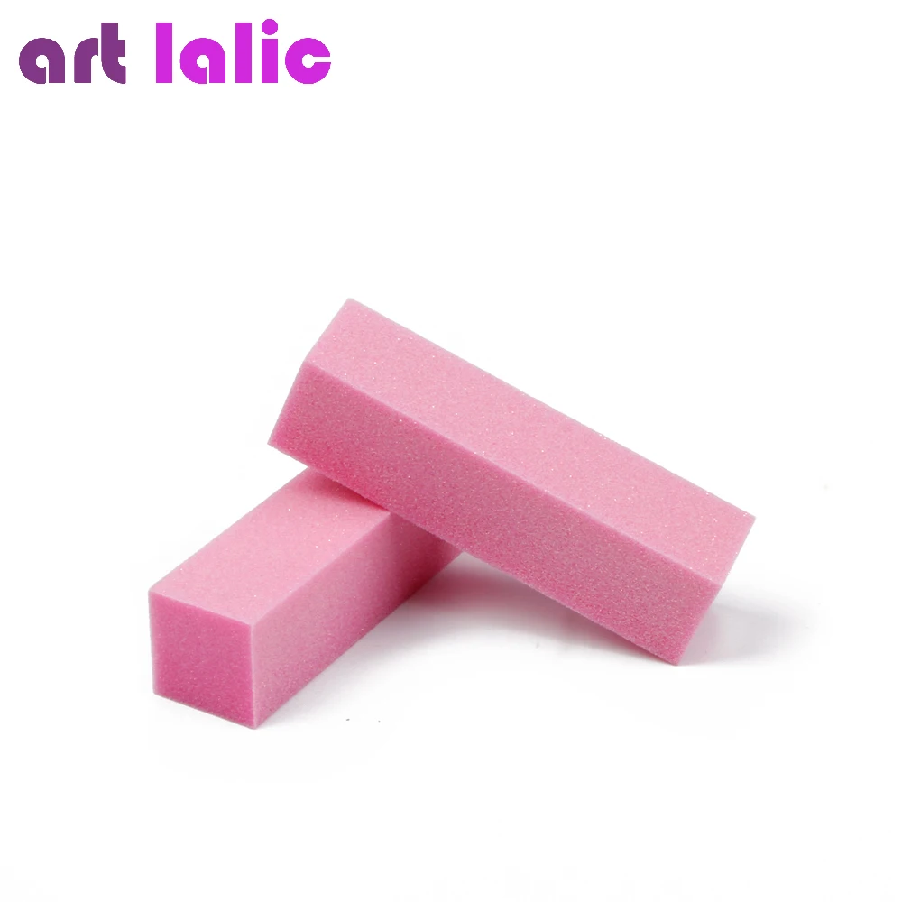 2pcs Nail Art Sanding Buffer Block Set Yellow & Pink Manicure Pedicure Accessories for Smooth Finish on Nails