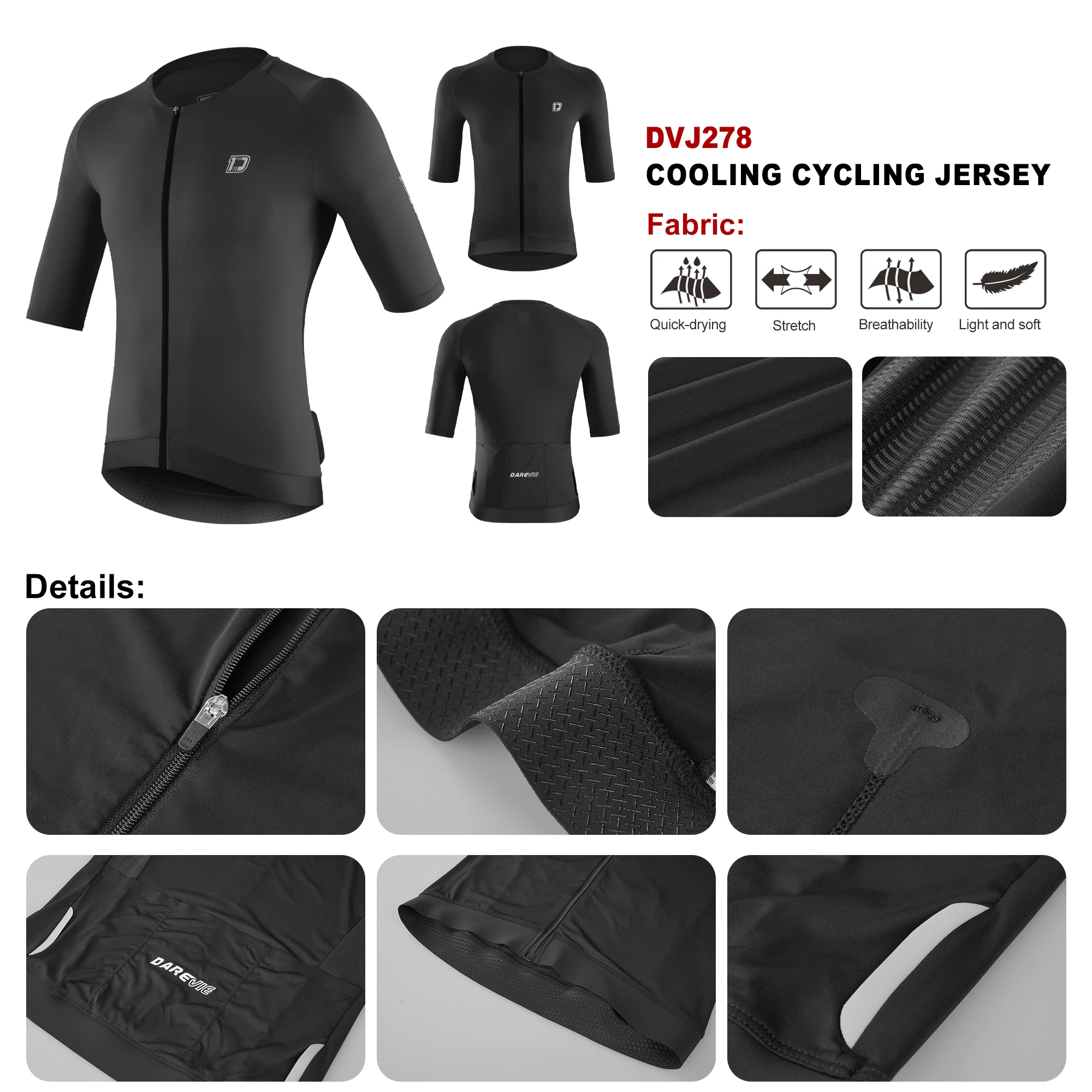 DAREVIE Cycling Jersey Cool Technology Anti UV Pro Level Man Cycling Maillot 4.5cm Anti Slip Quick Dry Men's Cycling Clothing