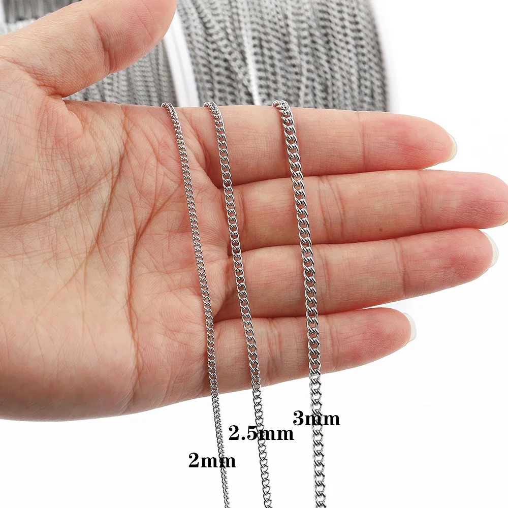 2 Meters Stainless Steel Jewelry Chains Variety Steel Color Style Craft Chains Roll For Handmade Accessories Findings Wholesale