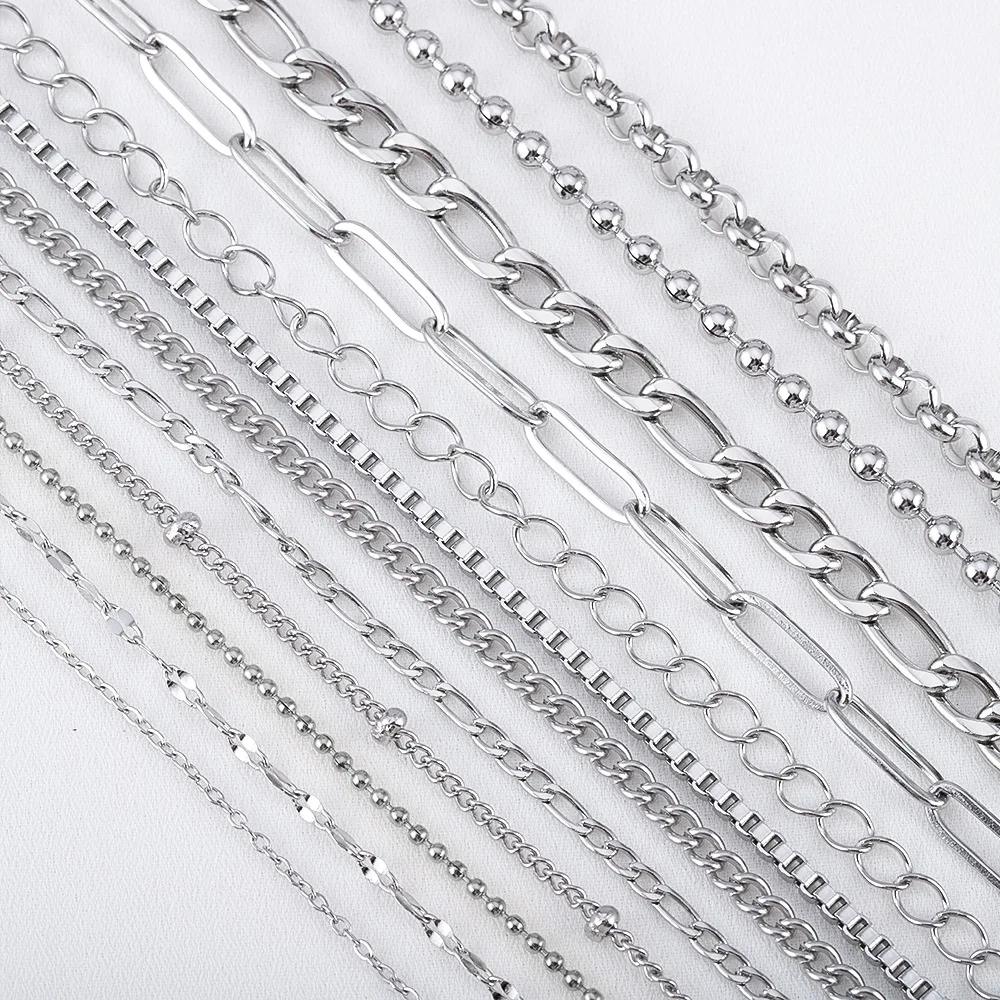 2 Meters Stainless Steel Jewelry Chains Variety Steel Color Style Craft Chains Roll For Handmade Accessories Findings Wholesale