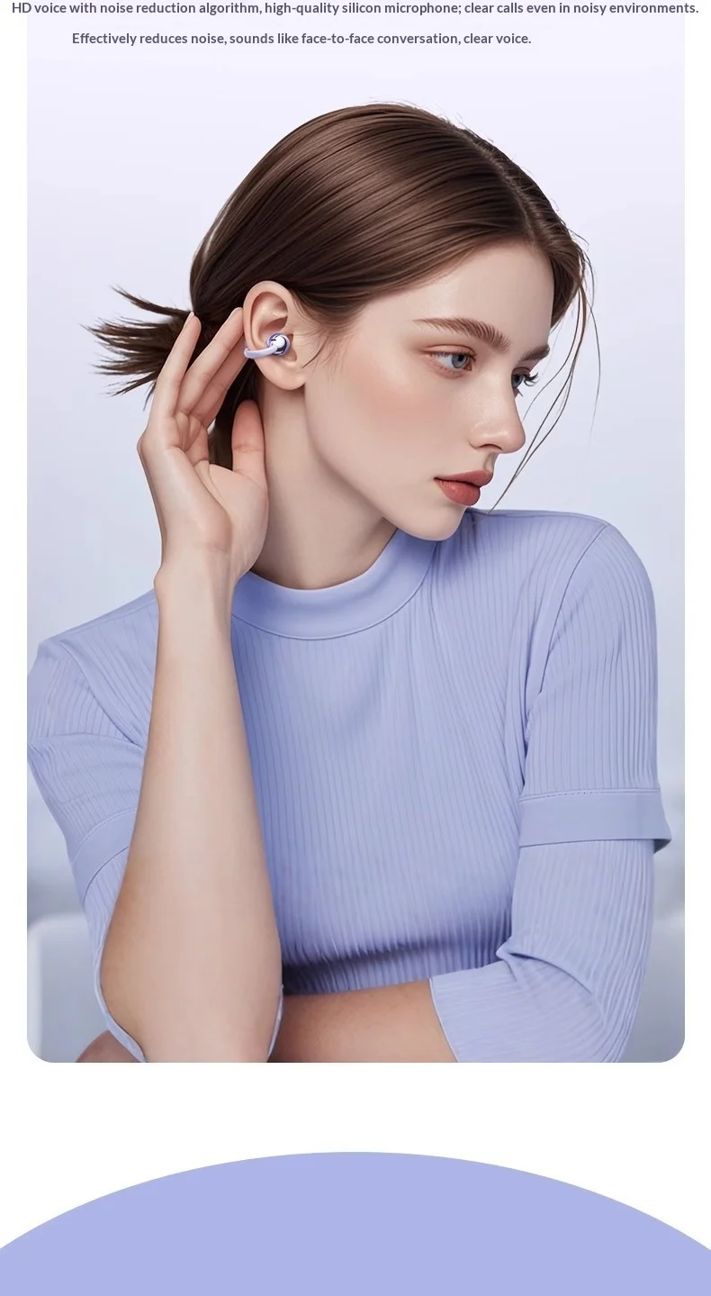 Wireless Bluetooth Earbuds Clip-on Earphones Premium Sound Quality Long Battery Life Perfect for Sports Headphones With Mic