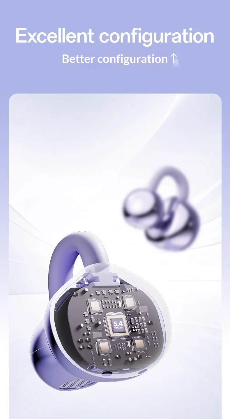 Wireless Bluetooth Earbuds Clip-on Earphones Premium Sound Quality Long Battery Life Perfect for Sports Headphones With Mic