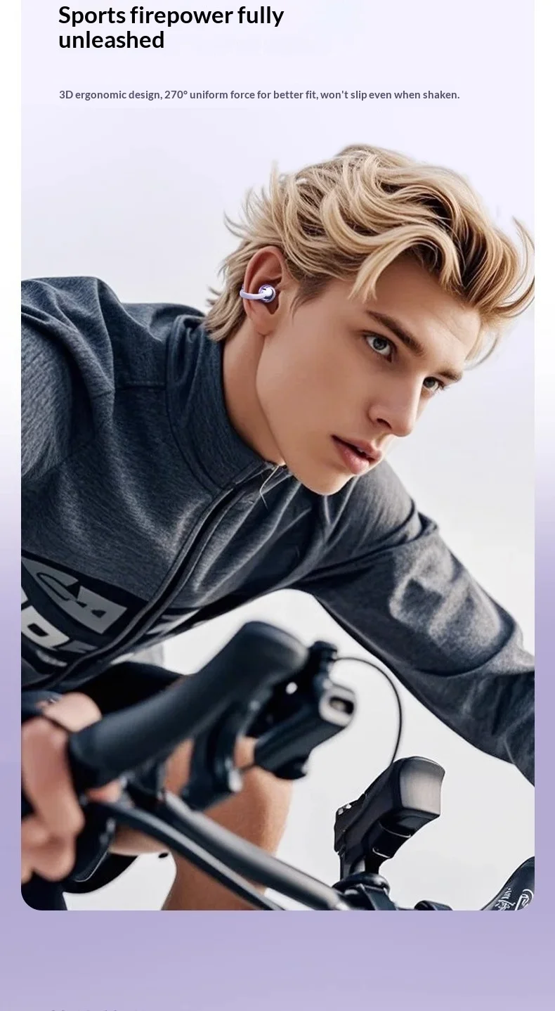 Wireless Bluetooth Earbuds Clip-on Earphones Premium Sound Quality Long Battery Life Perfect for Sports Headphones With Mic