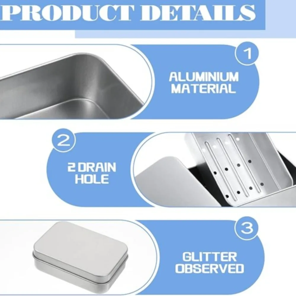 Portable Double Layer Aluminum Soap Dish with Lid Drain Design Soap Box for Travel Hotel Bathroom Outdoor Soap Holder Container