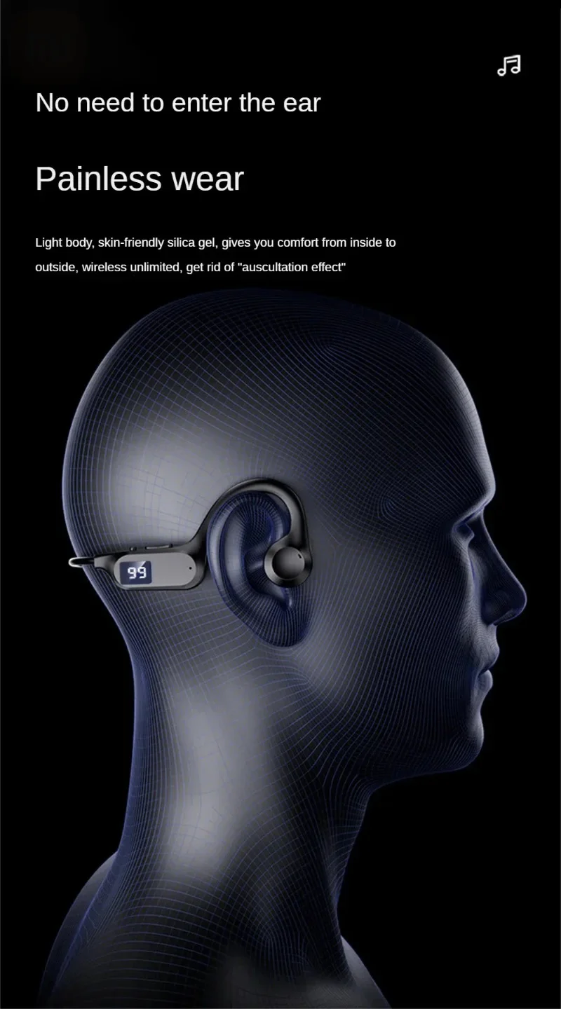 VIVO Hot Real Bone Conduction Sport Headphone Wireless Earphone Bluetooth-Compatible Headset Hands-free with Mic for Running
