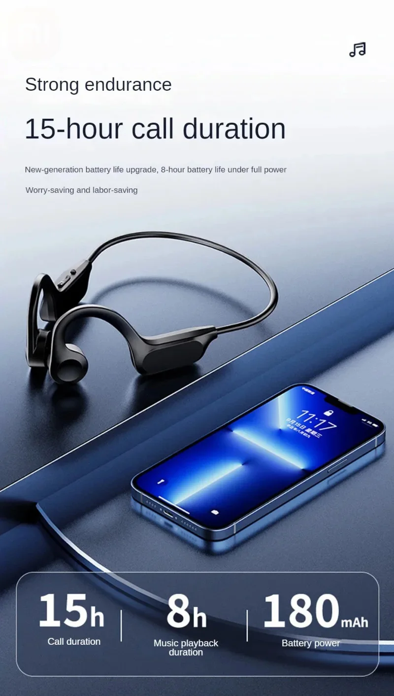VIVO Hot Real Bone Conduction Sport Headphone Wireless Earphone Bluetooth-Compatible Headset Hands-free with Mic for Running