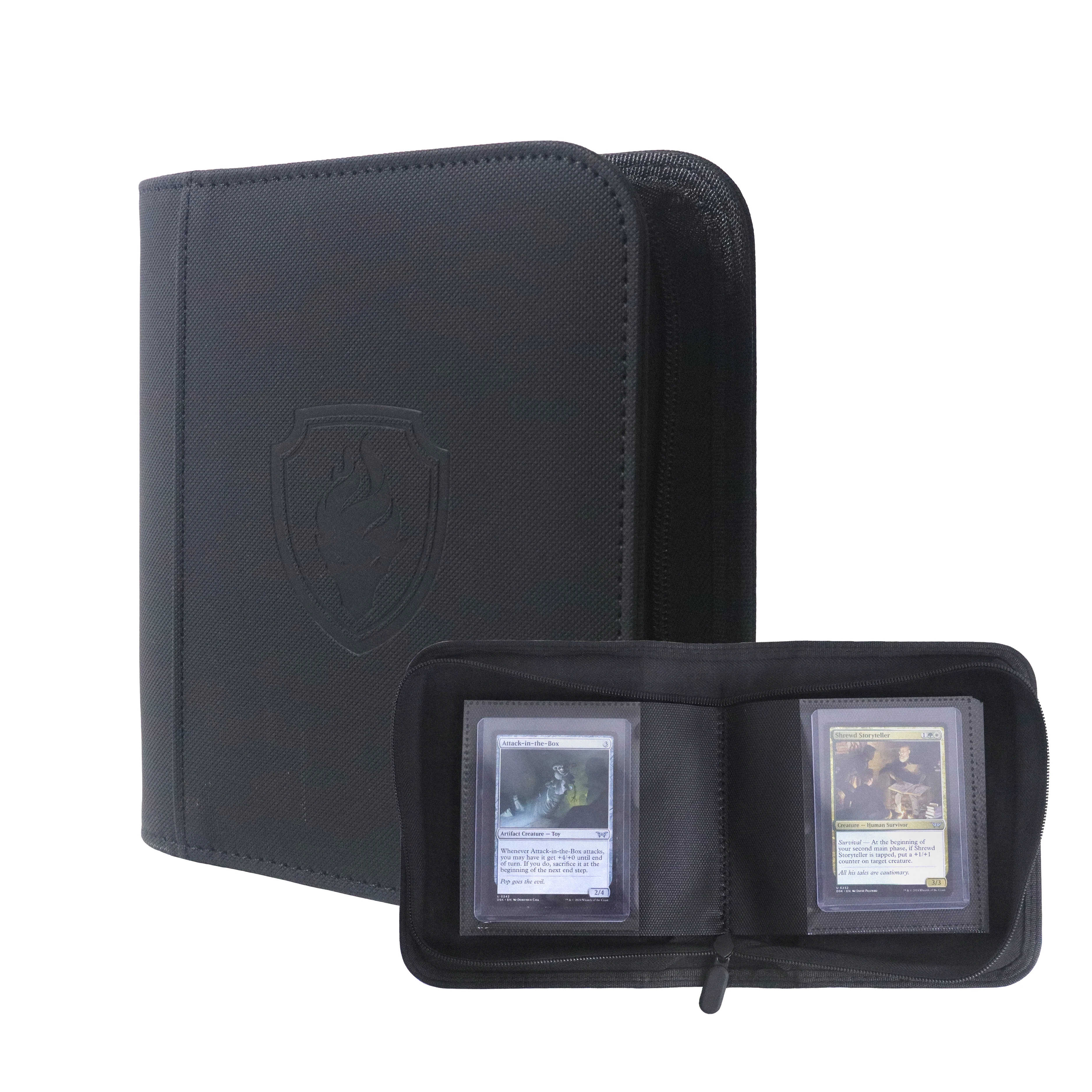 Waterproof PU Leather Side Load Zipper Card Binder 32 Slots Trading Card Album for 3'×4' Cards, Ideal for TCG, Game/Sport Cards