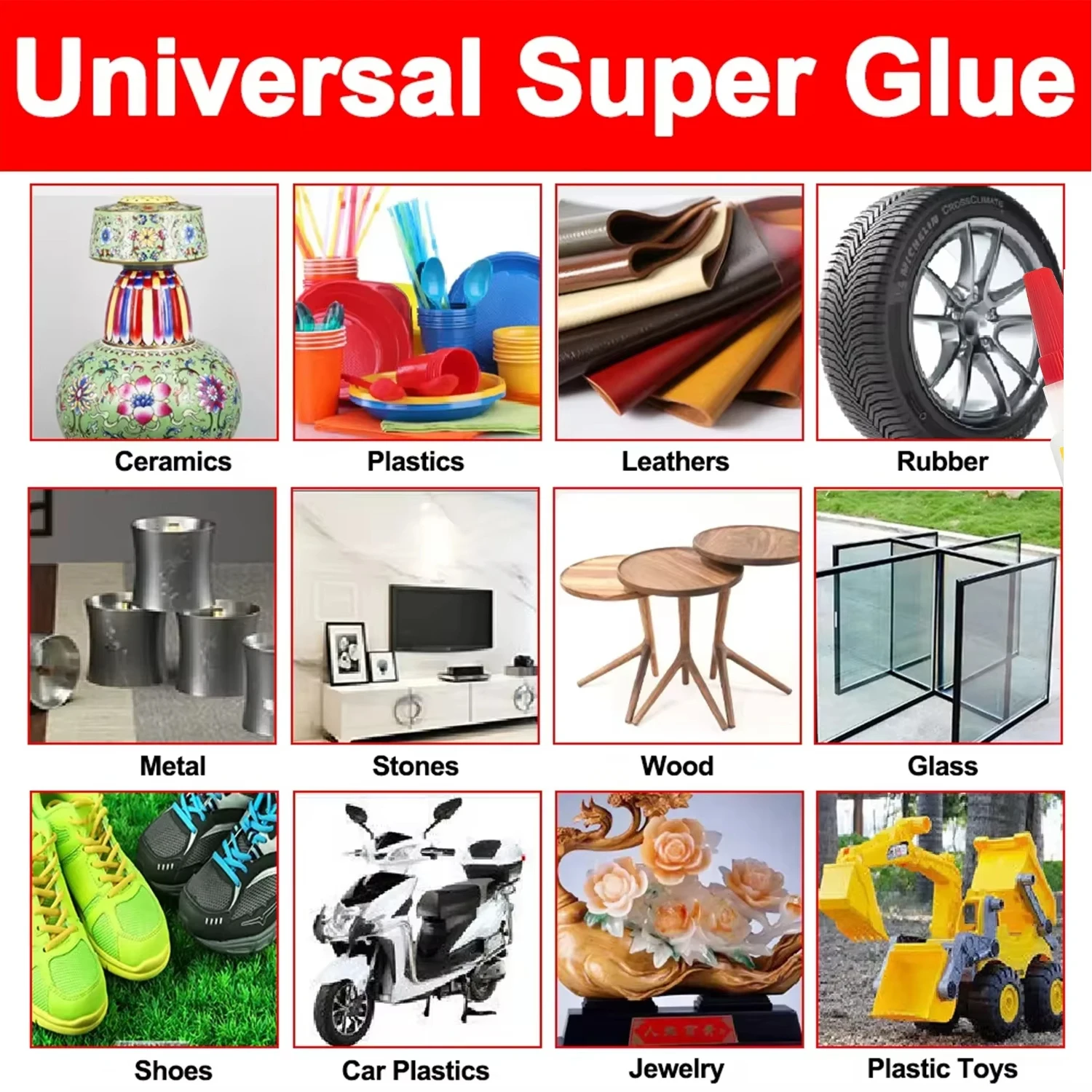 502 Super Glue Instant Cyanoacrylate Adhesive High Strength Fast Drying for Metal Wood Plastic Ceramic Glass DIY Bonding Tool
