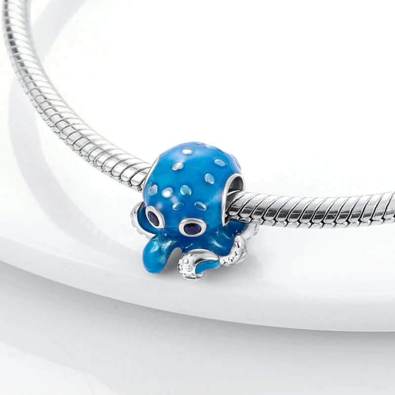 Summer Series Original 925 Sterling Silver Charms Bead Blue Marine Life Pendant Fit Original Bracelet For Women Jewelry Gift