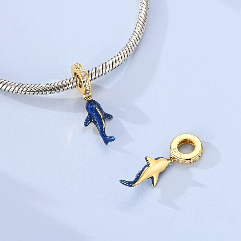 Summer Series Original 925 Sterling Silver Charms Bead Blue Marine Life Pendant Fit Original Bracelet For Women Jewelry Gift