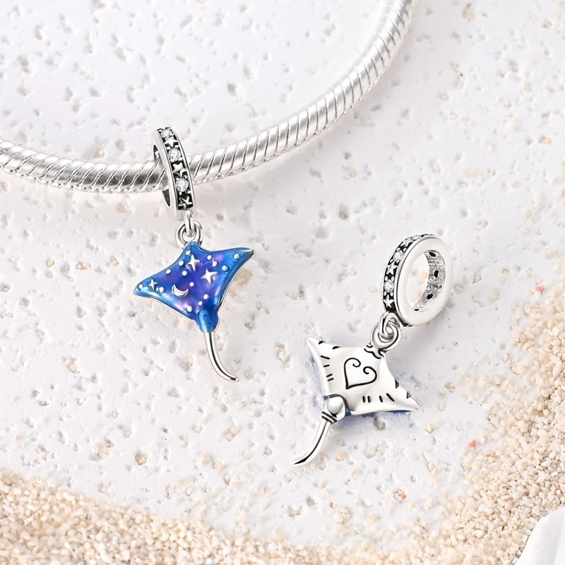 Summer Series Original 925 Sterling Silver Charms Bead Blue Marine Life Pendant Fit Original Bracelet For Women Jewelry Gift