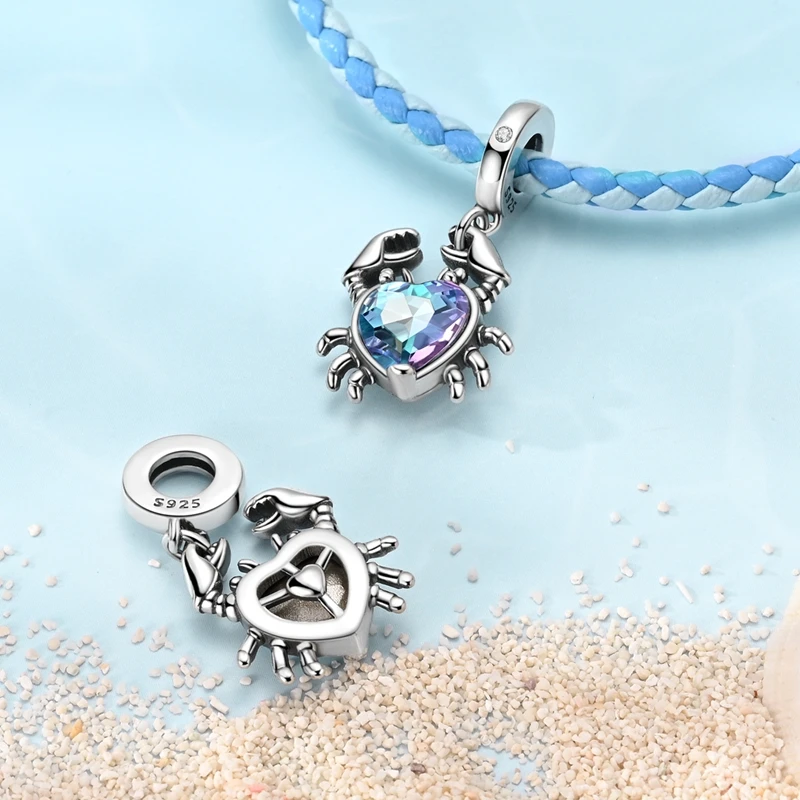 Summer Series Original 925 Sterling Silver Charms Bead Blue Marine Life Pendant Fit Original Bracelet For Women Jewelry Gift