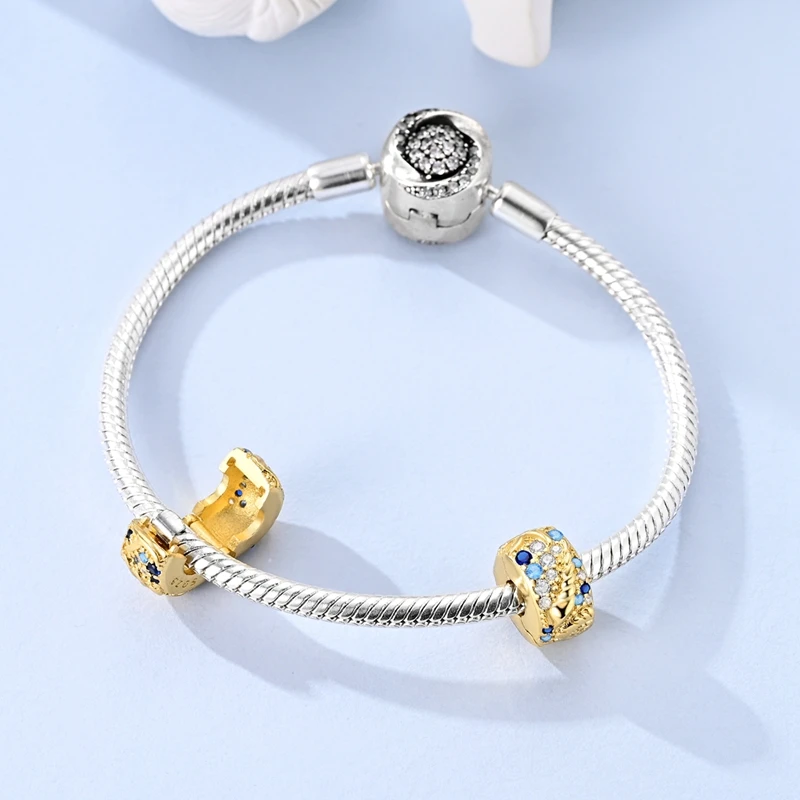 Summer Series Original 925 Sterling Silver Charms Bead Blue Marine Life Pendant Fit Original Bracelet For Women Jewelry Gift