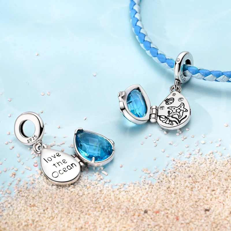 Summer Series Original 925 Sterling Silver Charms Bead Blue Marine Life Pendant Fit Original Bracelet For Women Jewelry Gift