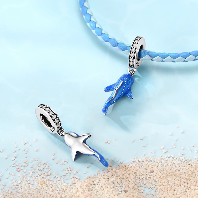 Summer Series Original 925 Sterling Silver Charms Bead Blue Marine Life Pendant Fit Original Bracelet For Women Jewelry Gift