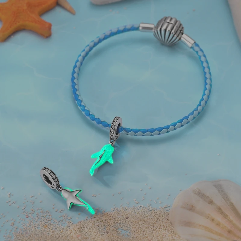 Summer Series Original 925 Sterling Silver Charms Bead Blue Marine Life Pendant Fit Original Bracelet For Women Jewelry Gift