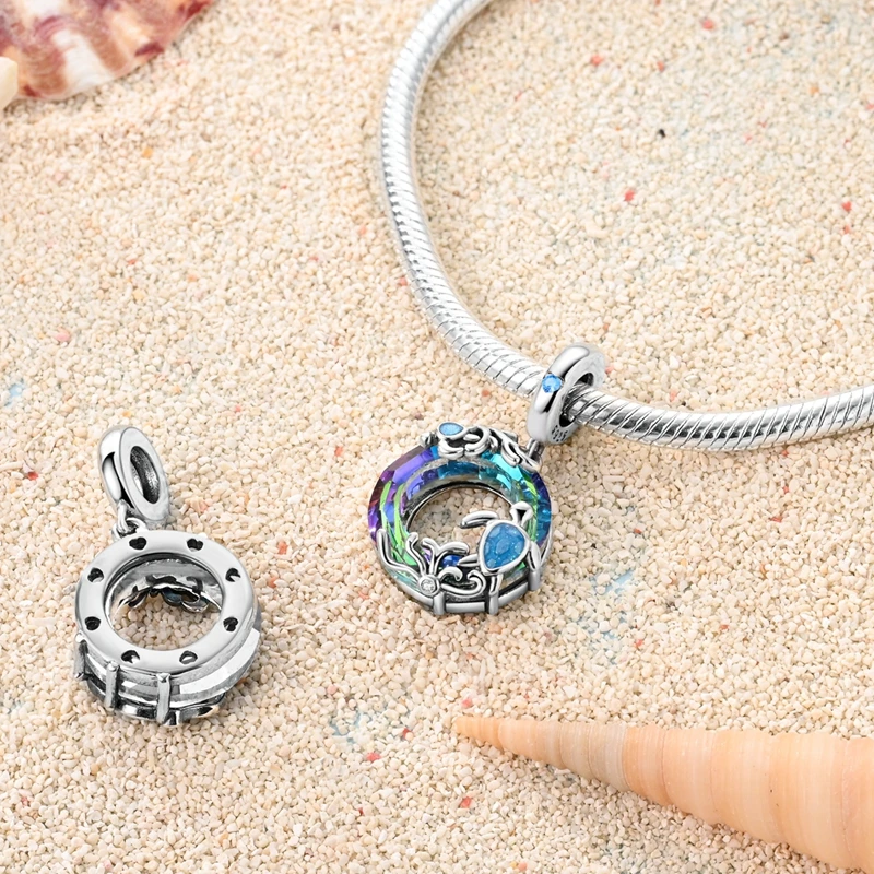 Summer Series Original 925 Sterling Silver Charms Bead Blue Marine Life Pendant Fit Original Bracelet For Women Jewelry Gift