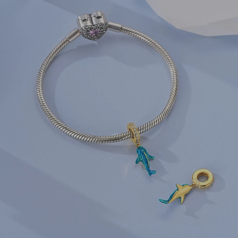 Summer Series Original 925 Sterling Silver Charms Bead Blue Marine Life Pendant Fit Original Bracelet For Women Jewelry Gift