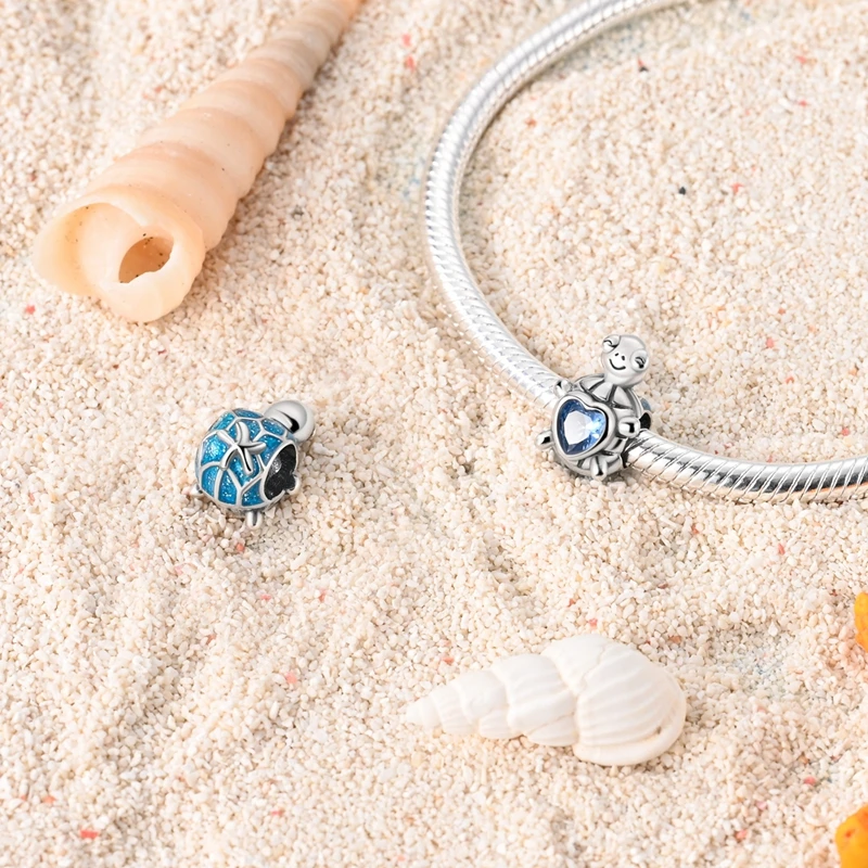 Summer Series Original 925 Sterling Silver Charms Bead Blue Marine Life Pendant Fit Original Bracelet For Women Jewelry Gift
