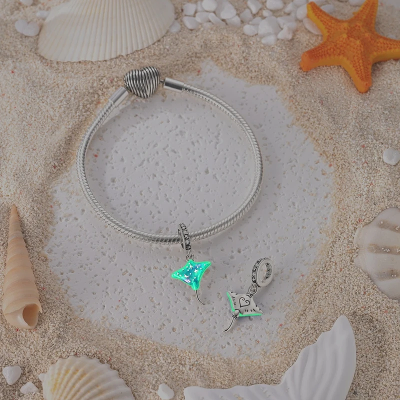 Summer Series Original 925 Sterling Silver Charms Bead Blue Marine Life Pendant Fit Original Bracelet For Women Jewelry Gift