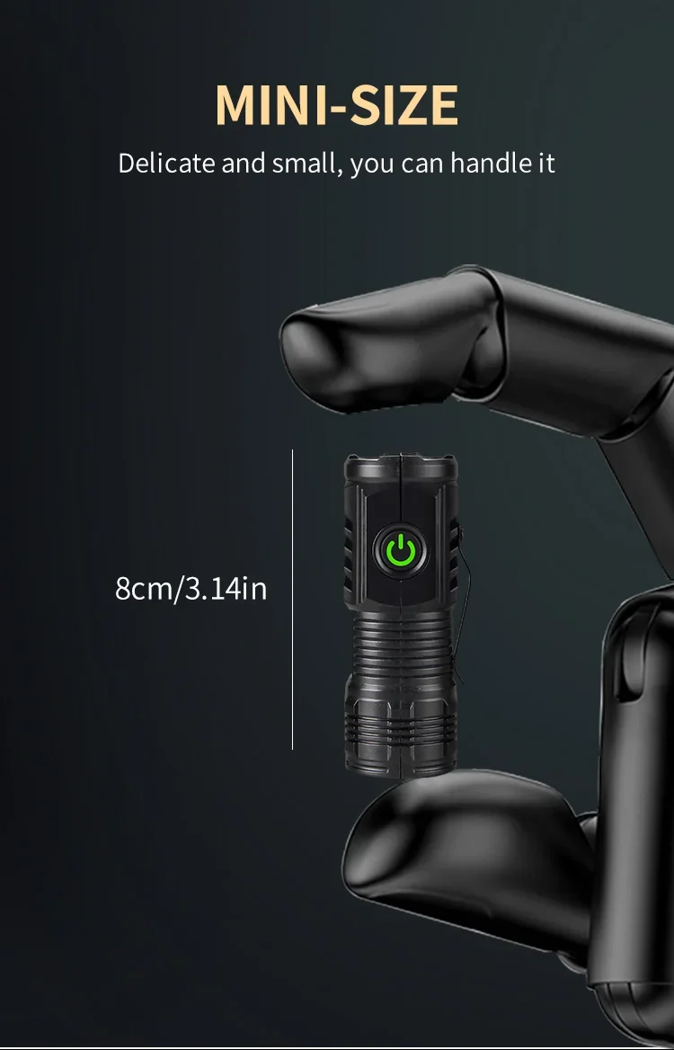 Portable Mini LED Handheld Flashlight Powerful Fingertip Torch Outdoor Waterproof Hiking Camping Flash Light with Pen Clip