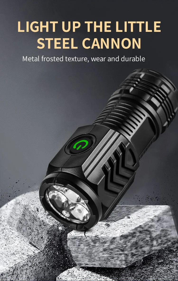 Portable Mini LED Handheld Flashlight Powerful Fingertip Torch Outdoor Waterproof Hiking Camping Flash Light with Pen Clip
