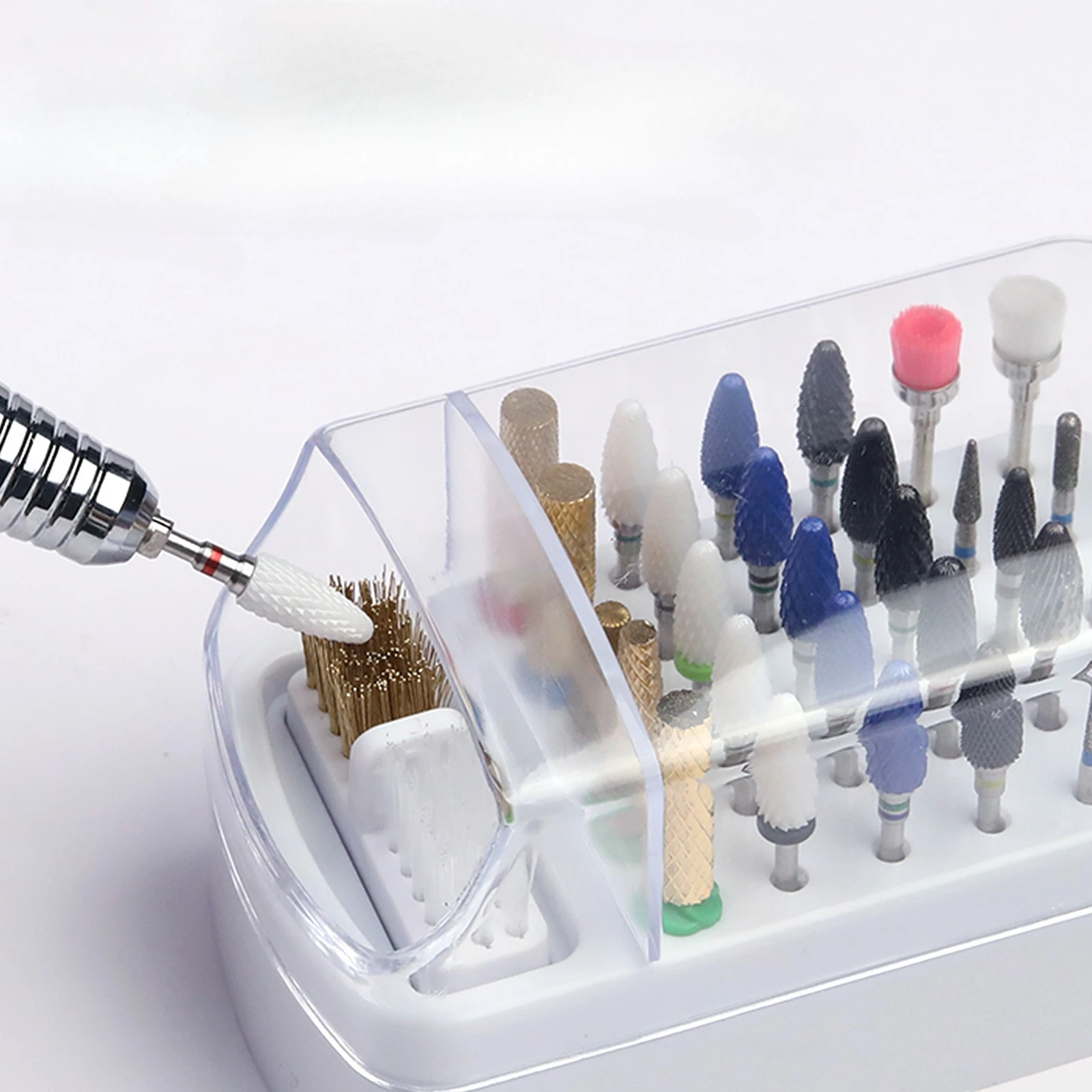 30 Holes Nail Polish Head Organizer Acrylic Portable Organizer Transparent Dustproof Cleaning Organizer Professional Nail Tools
