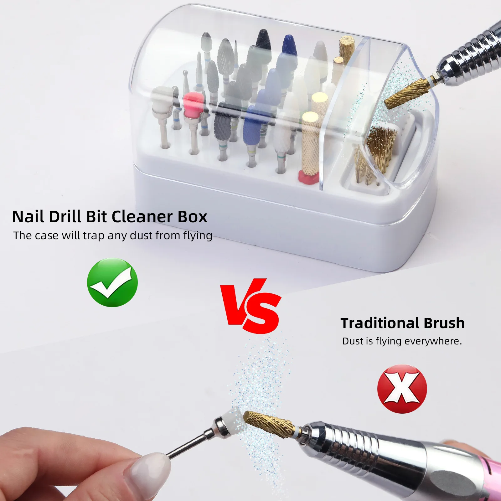 30 Holes Nail Polish Head Organizer Acrylic Portable Organizer Transparent Dustproof Cleaning Organizer Professional Nail Tools