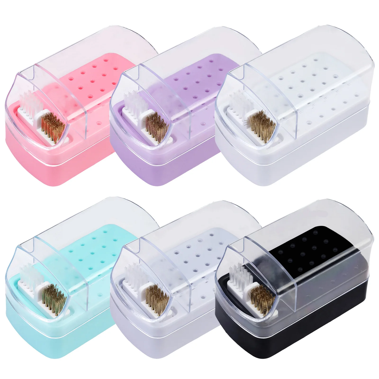 30 Holes Nail Polish Head Organizer Acrylic Portable Organizer Transparent Dustproof Cleaning Organizer Professional Nail Tools