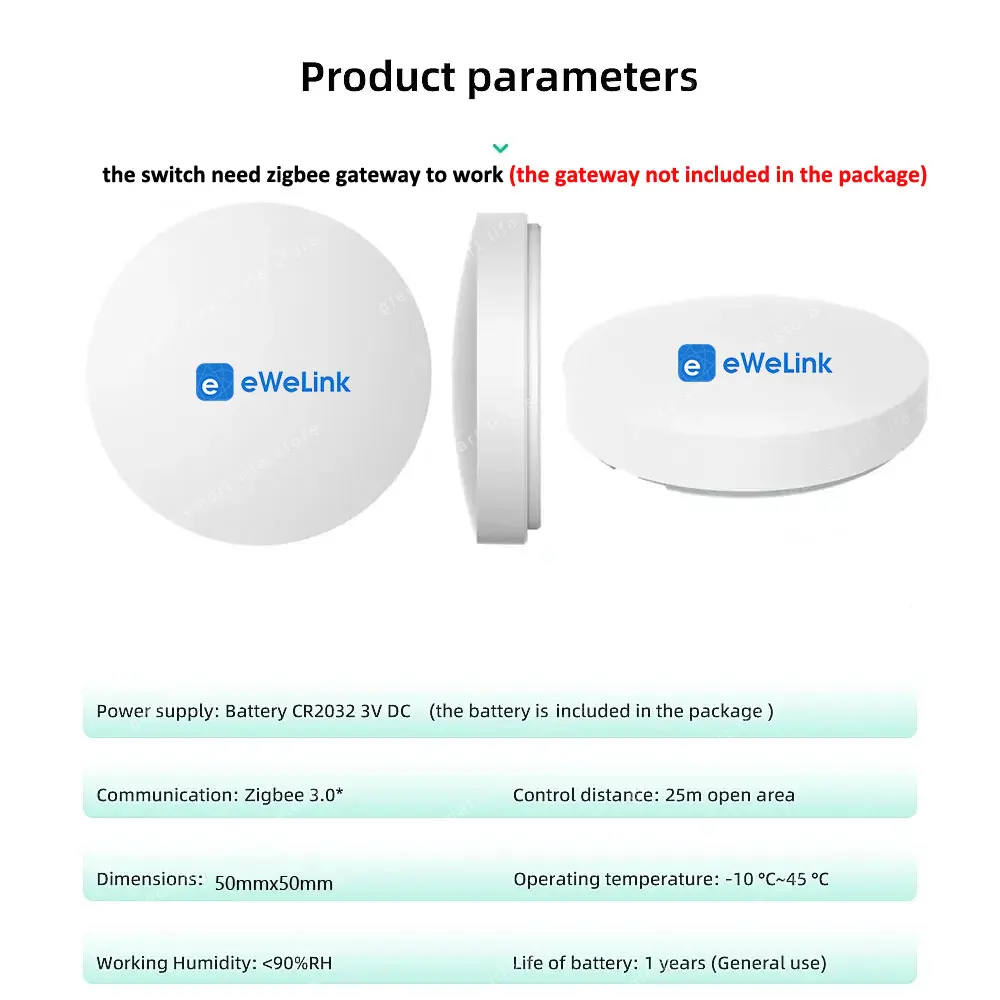 Zigbee Smart Push Button Wireless Scene Switch Ewelink App Remote Control Smart Automation Scenario Switch Work With Zigbee2MQTT