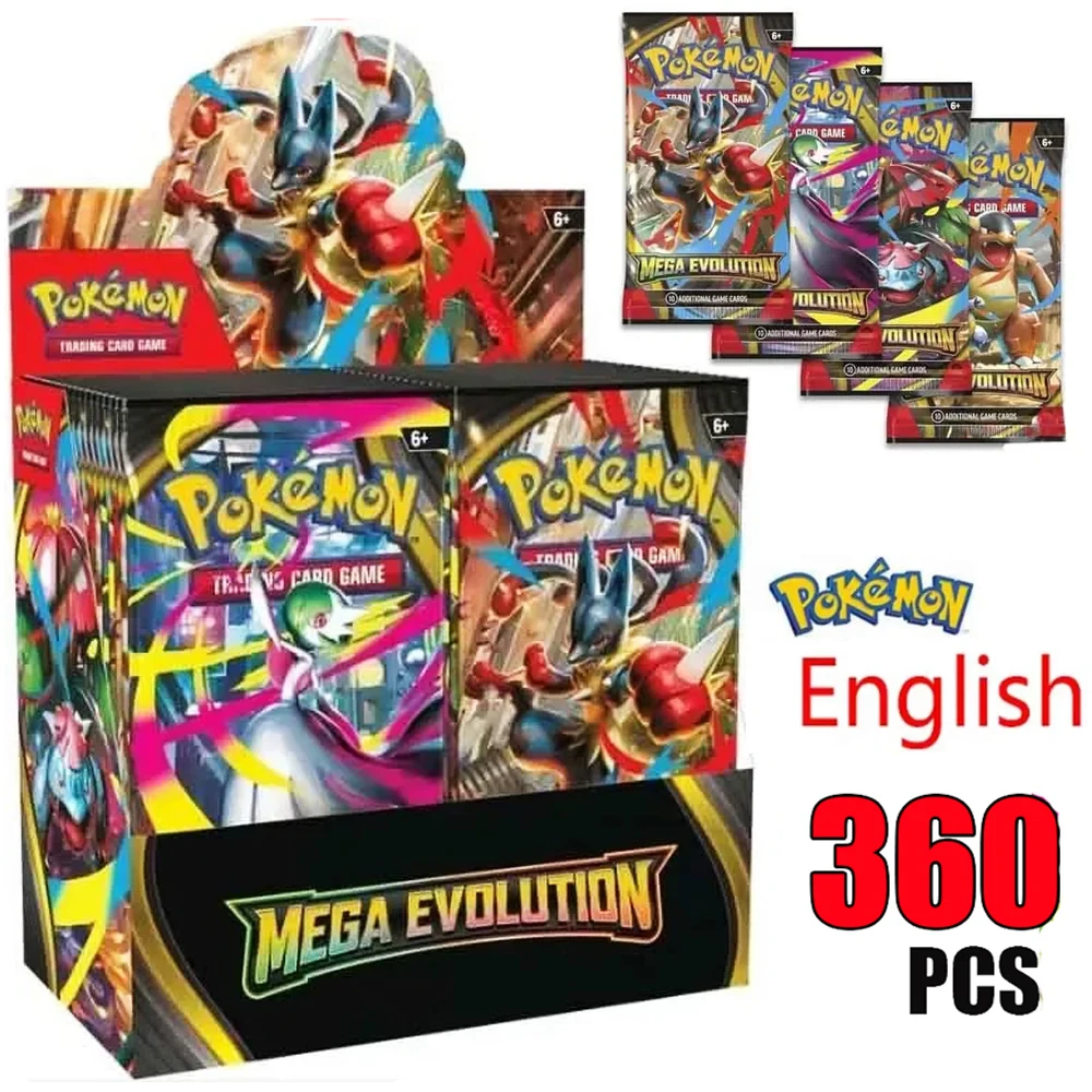 360pcs English Poké Trading Card Game MEGA Evolution Phantasmal Flames Collectible Cards Poké Cards Battle Poke Card