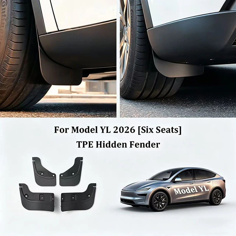 Mud Flaps For Tesla New Model YL 2026 TPE Front Rear Wheel Mud Flaps No Drilling All Weather Anti-Snow Anti-Sand Guard Protector