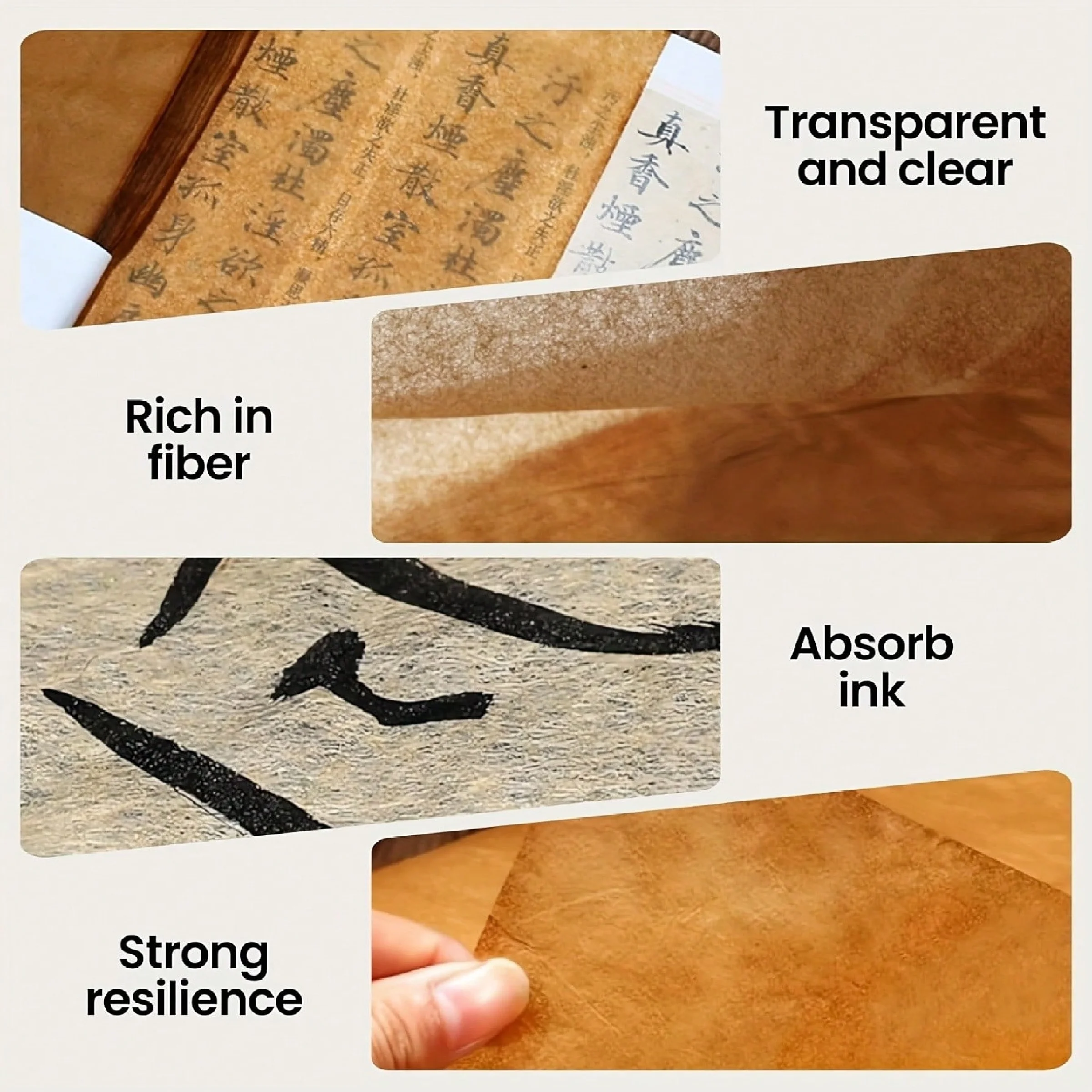 20/50/100pcs Antique-Style Cicada-Wing Calligraphy Paper - Handmade Semi-Transparent Loose-Leaf Sheets with Vintage Plant Dyes,