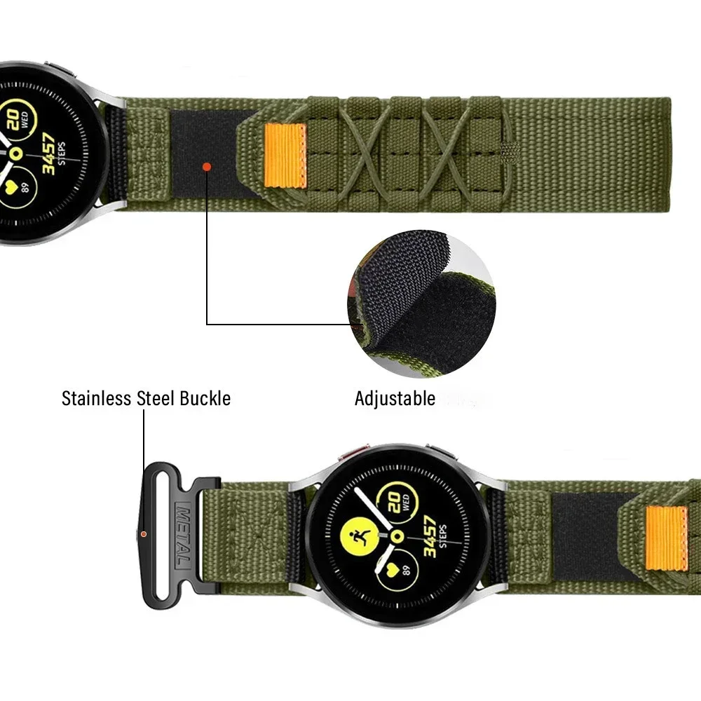20 22mm Camouflage Nylon Strap for Samsung Galaxy Watch 7 6 5 4 40/44mm 6Classic 5Pro Bracelet for Huawei GT6/5/4 6/5/4Pro Band