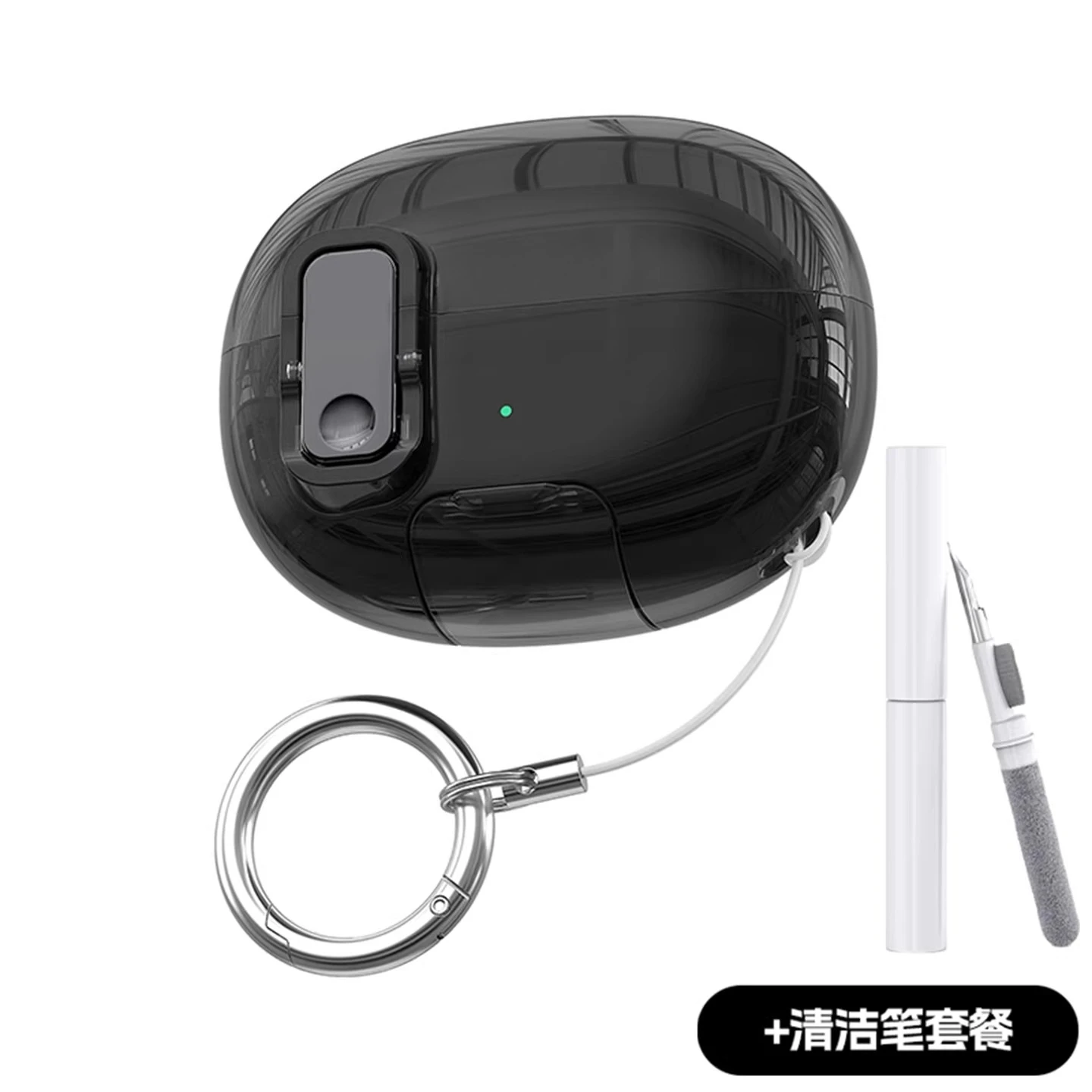 Secure Lock Clear Black Case For Shokz OpenDots One E310 Anti-drop Soft TPU Cover With Secure Lock Cleaning Pen Complete Earbud