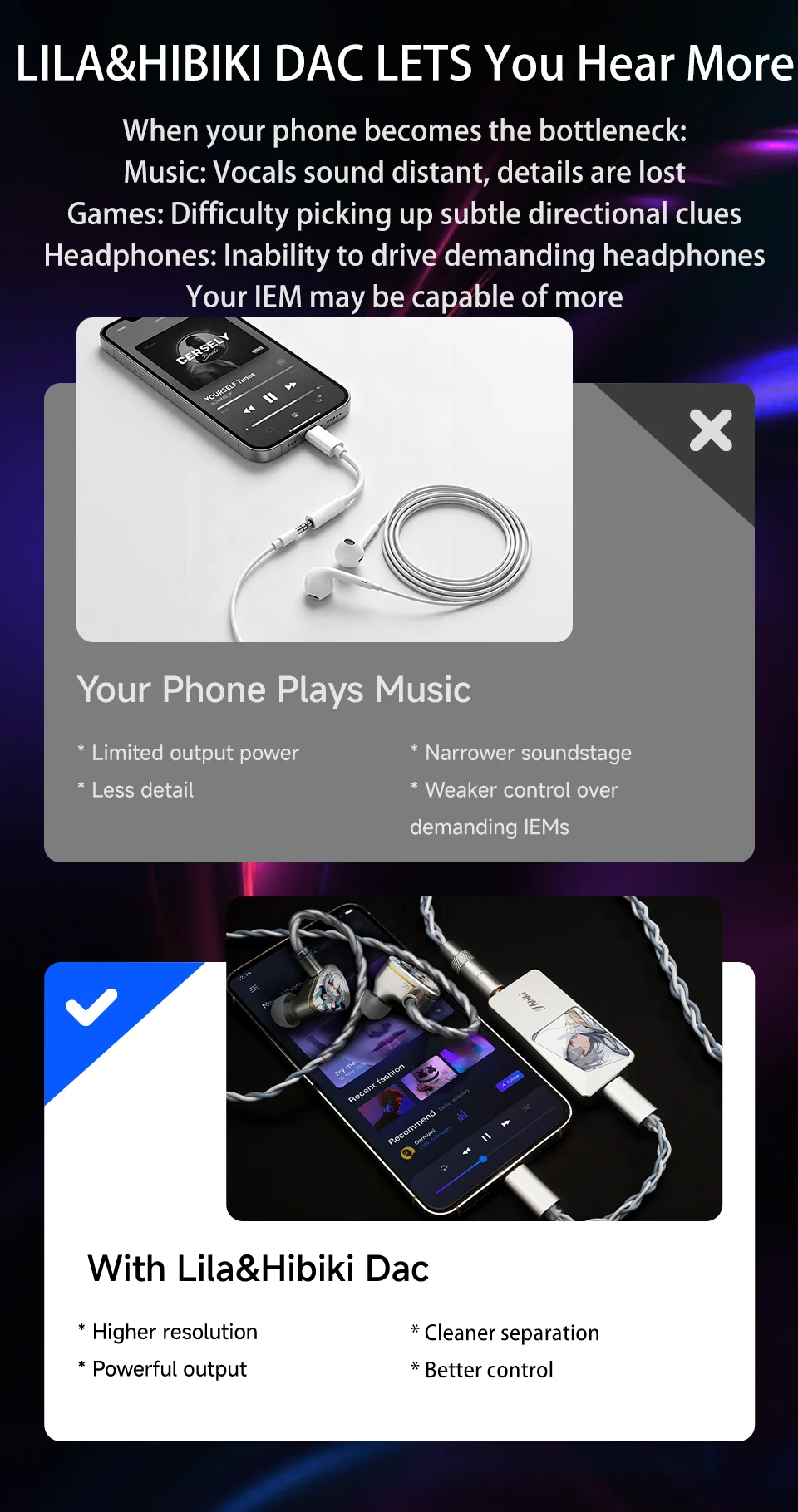 CVJ LILA&HIBIKI Portable DAC AMP Headphone Amplifier Mode Audio ESS9039Q2M Chips Dual ESS SABRE Driver PCM 384kHz/32bit DSD256