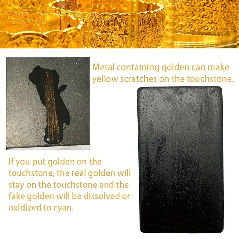 Gold Testing Stone & Acid Solution Kit for 10K/14K/18K/22K/24K Gold, Portable Precious Metal Detector Tool for Jewelry Testing